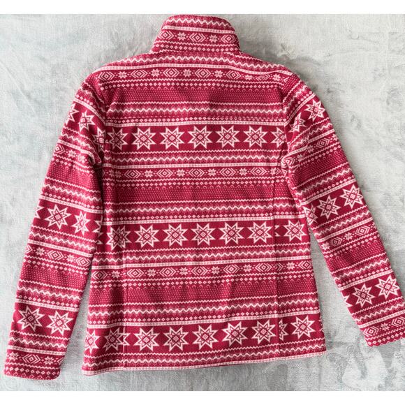 Brooks Brothers Quarter Zip Fleece Womens M Red Fair Isle Snowflake Sweatshirt - Picture 3 of 4